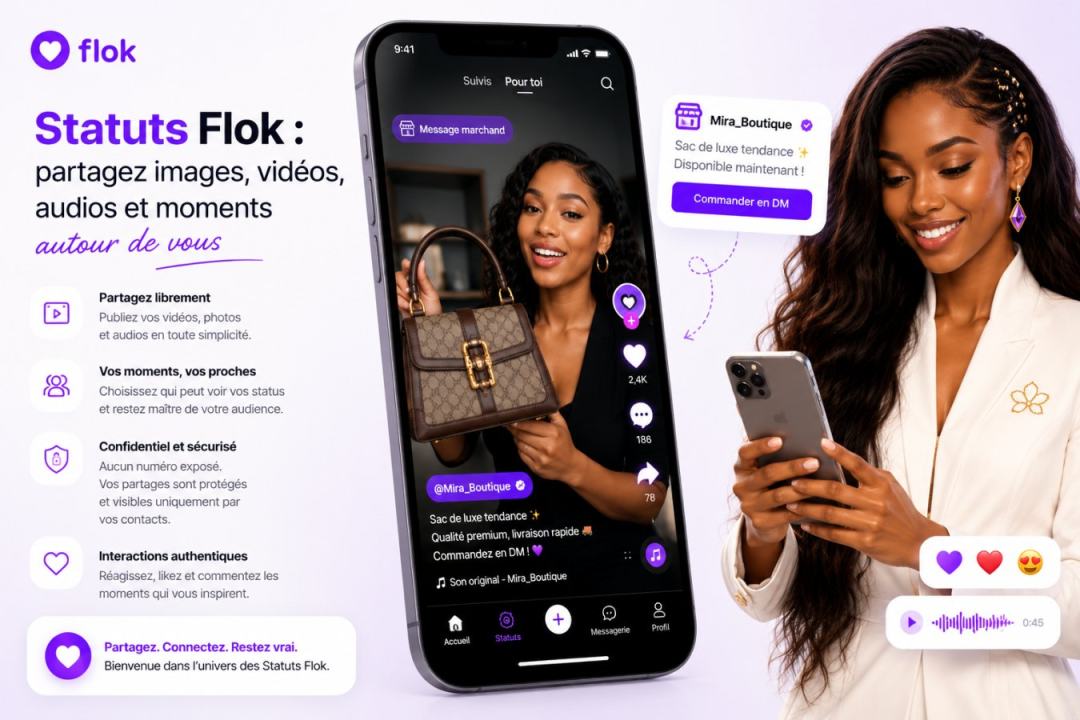 Statuts Flok : partagez images, vidéos, audios et moments autour de vous